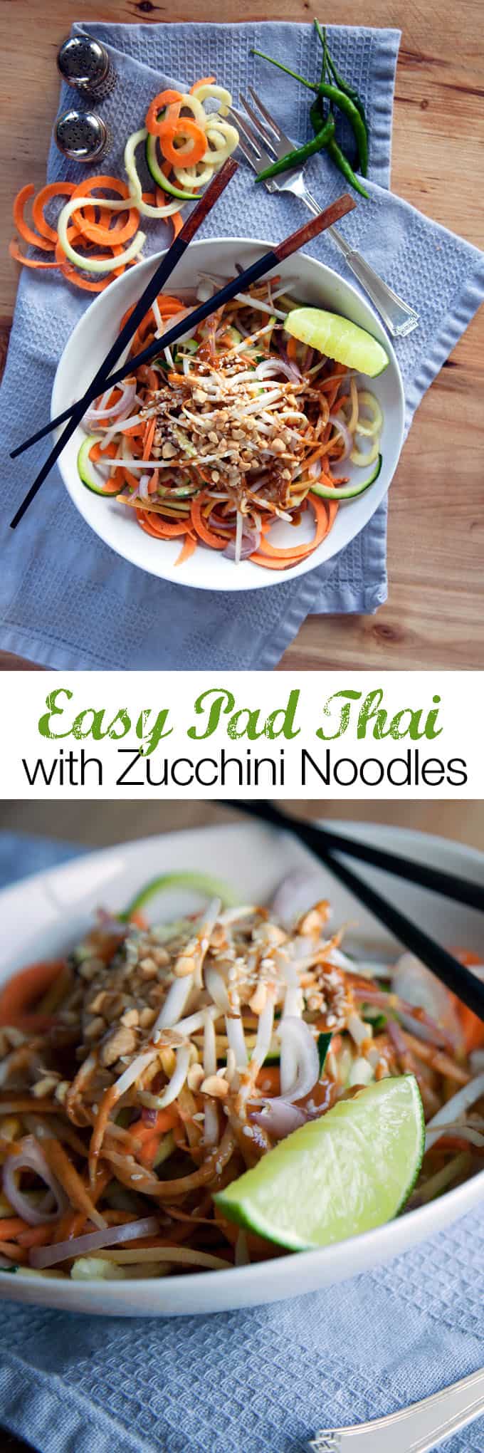 Easy Vegan Pad thai zucchini noodles