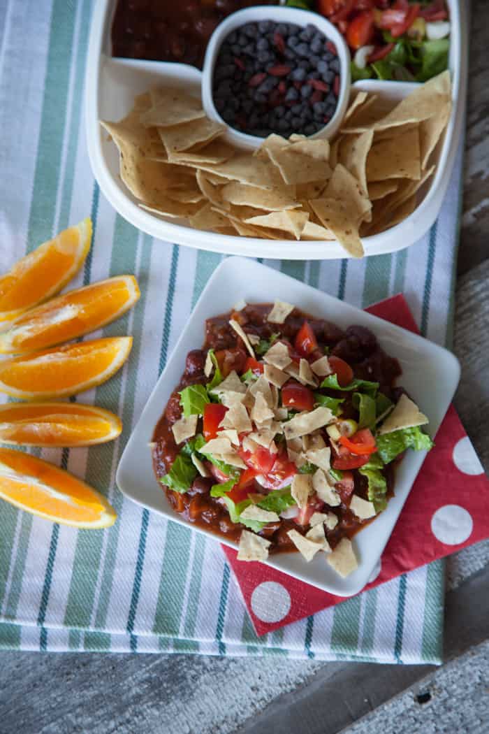 Easy Vegan Back to School Lunch Ideas Mexican Haystacks