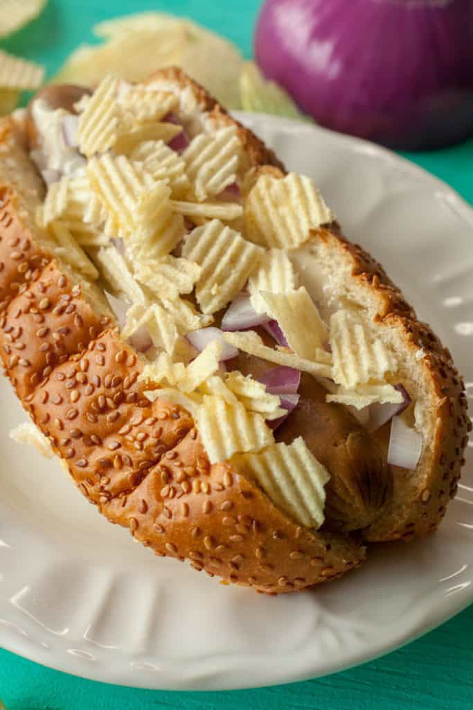 french onion dip hot dog
