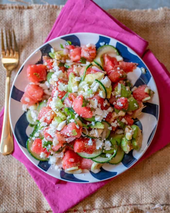 Watermelon 'Feta' Mint Salad Recipe | Vegan Feta Salad