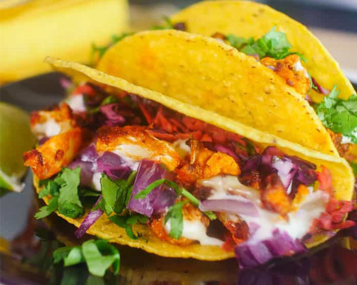 Buffalo Cauliflower Tacos with Slaw