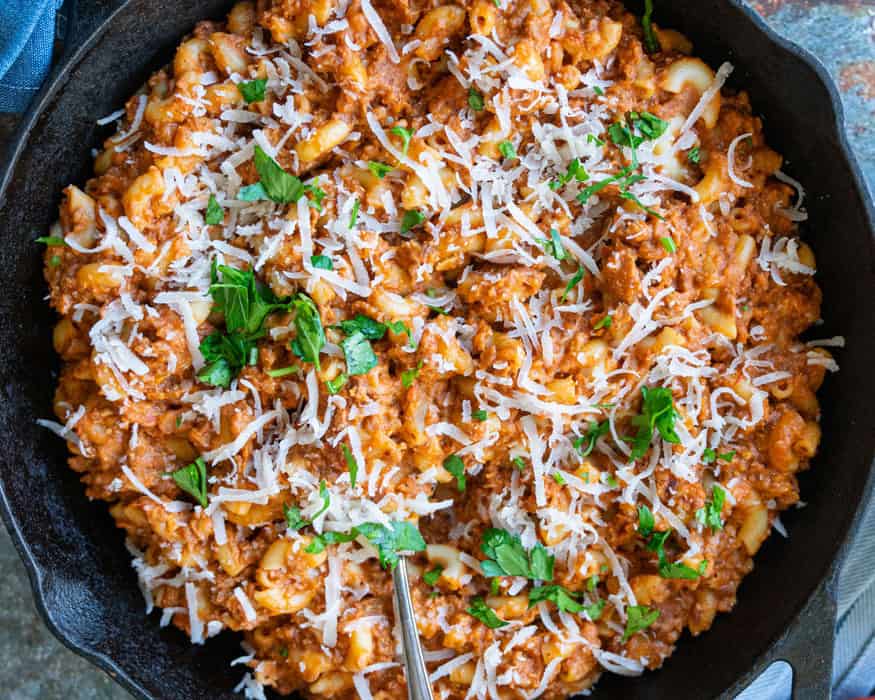 Healthy Cheeseburger Macaroni Skillet