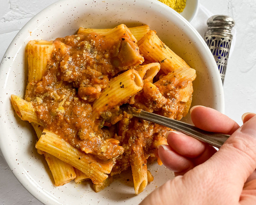 Stirring Vegan Creamy Tomato Sauce